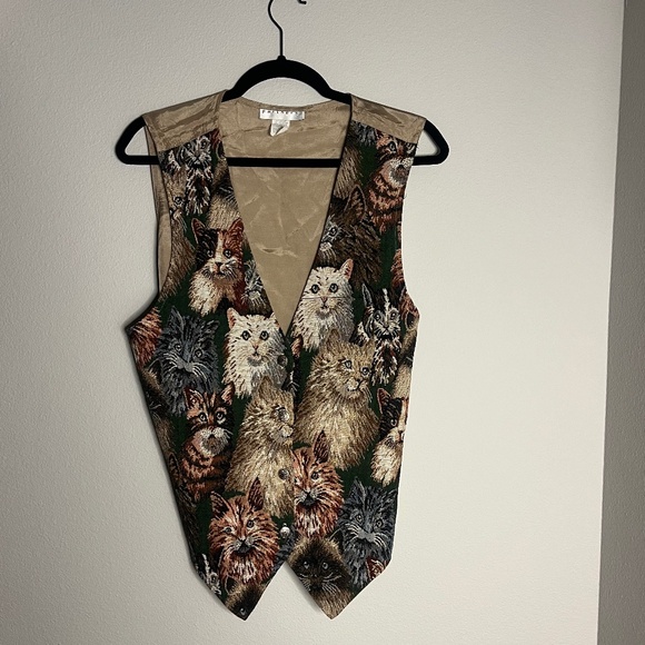 Partners Jackets & Blazers - 90s Vintage Tapestry Cat Vest